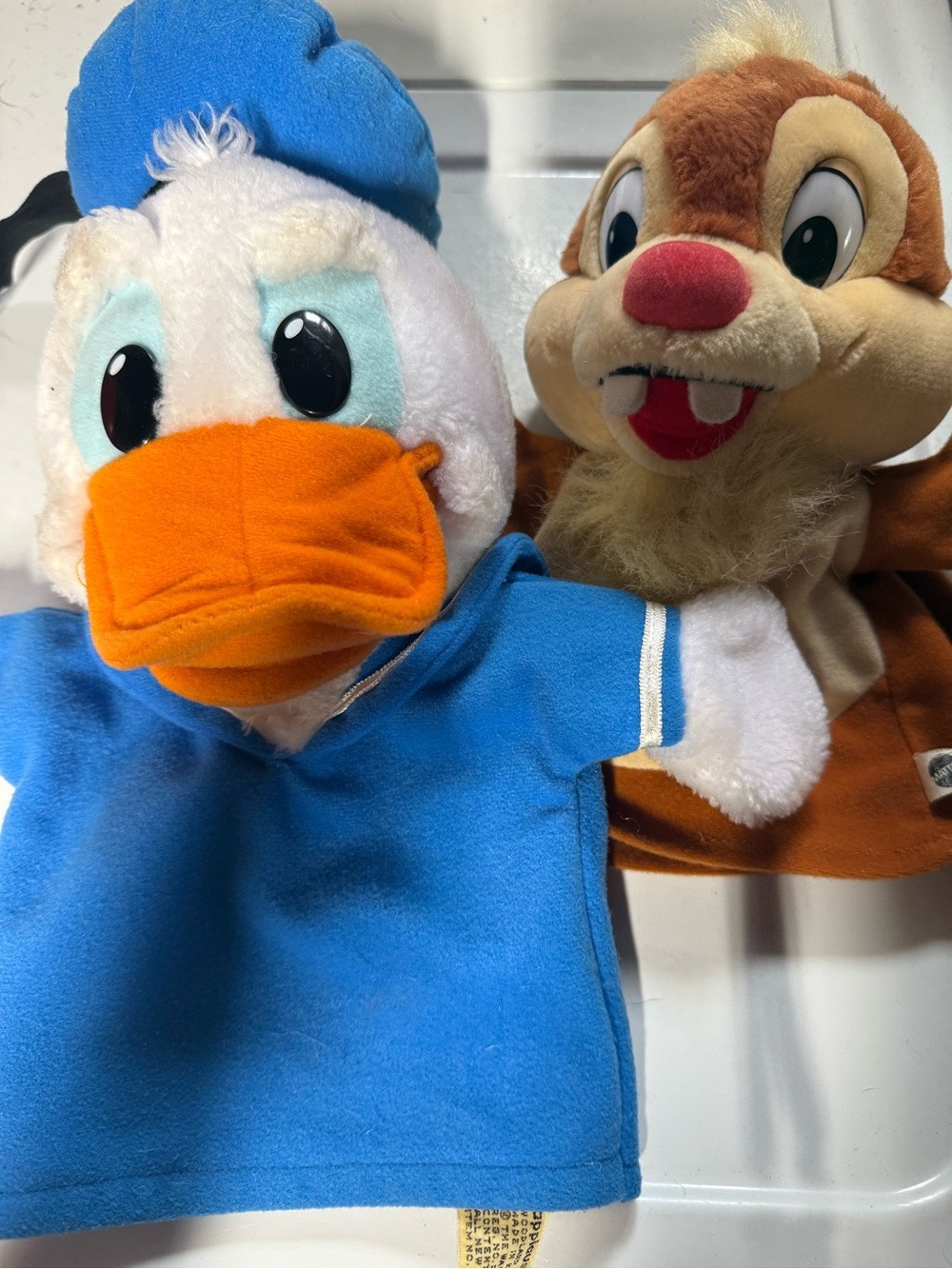 Vintage Disney Donald Duck & Dale Hand Puppets Lot 1990s Mattel Applause